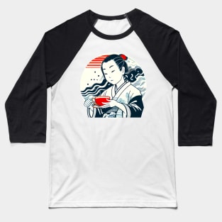 Girl Drinking Tea Baseball T-Shirt